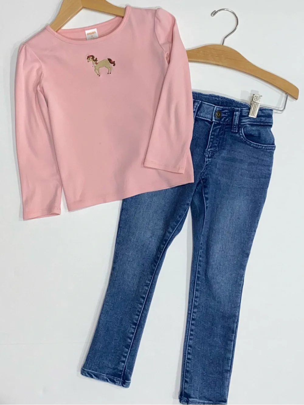 Gymboree Girls Pink Long Sleeve Tee with Embroidered Pony Size 6